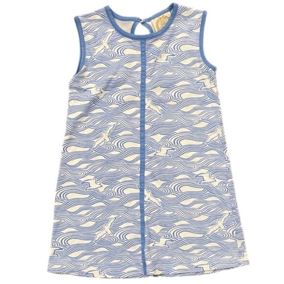 The Beaufort Bonnet Company Other - The Beaufort Bonnet Company TBBC Girls Dress Blue Wave Seagull Print Size 6